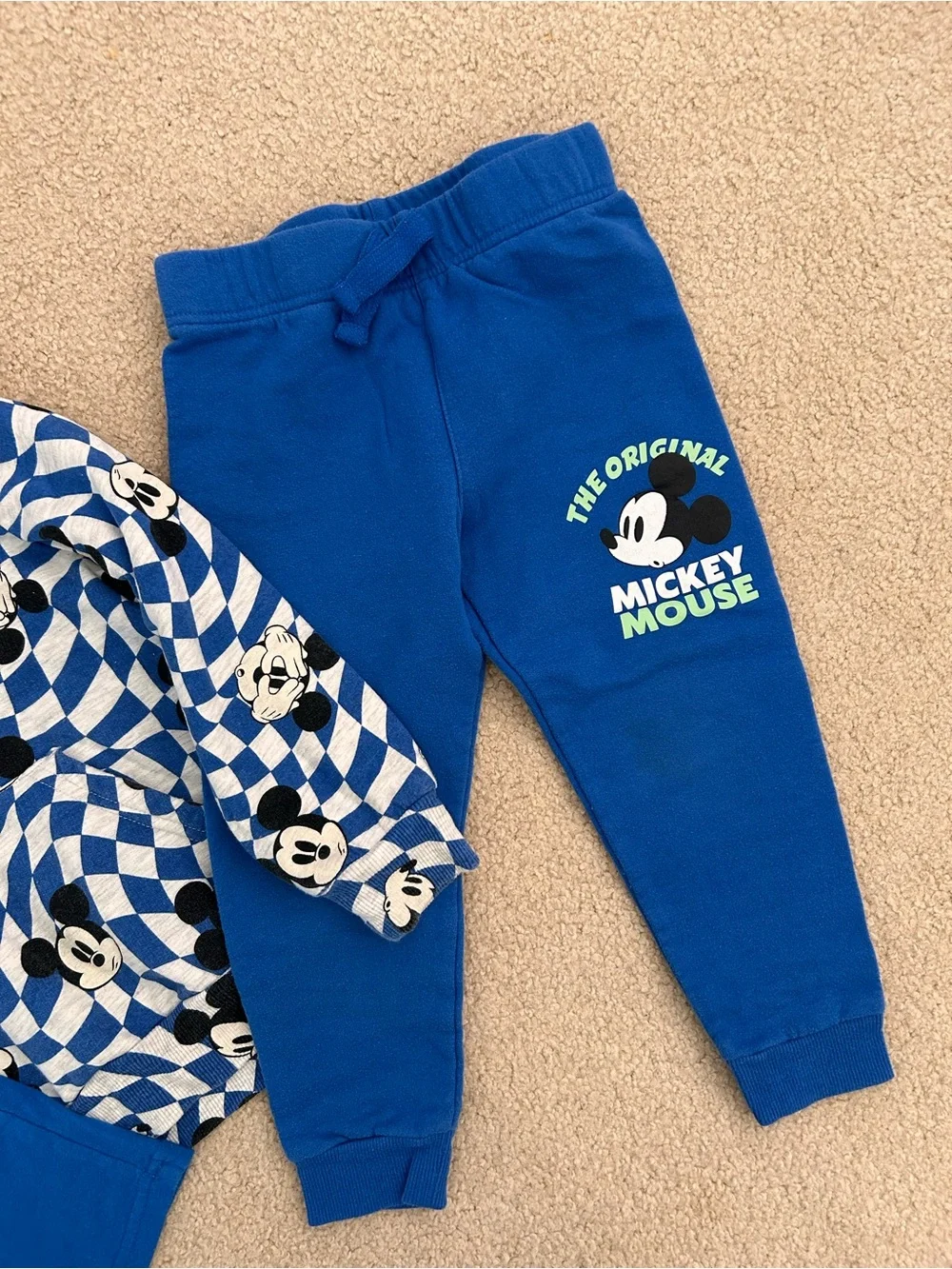 Disney Blue Mickey Mouse 3-Piece Pajama Set - Tee, Hoodie & Joggers